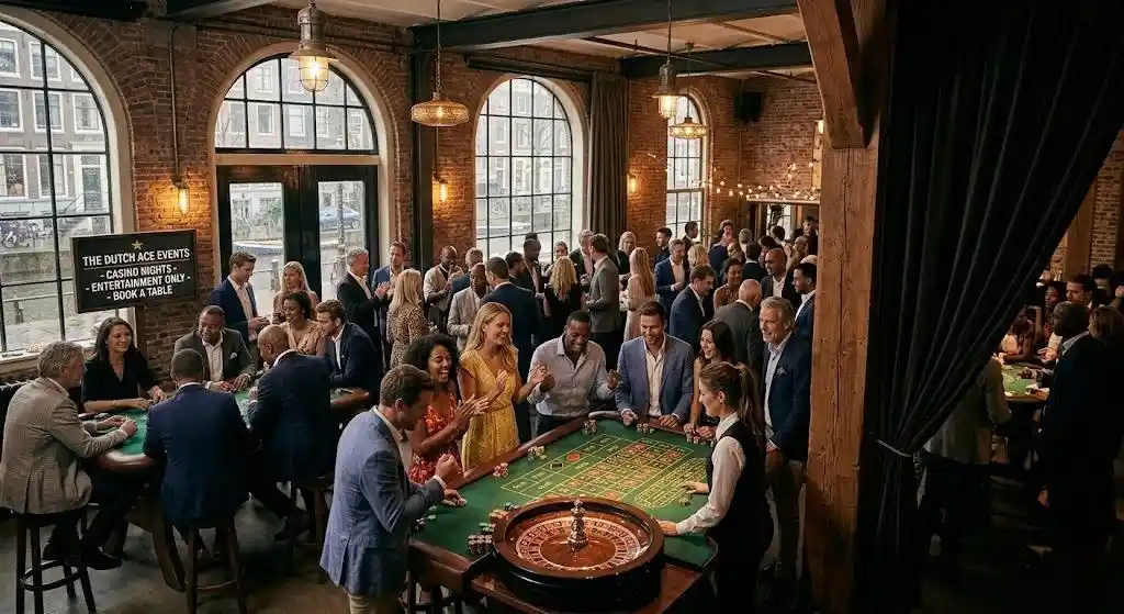 Ekskluzywne miejsce offline przeznaczone do organizacji imprez, oferujące płatne rezerwacje na sesje gier hazardowych (ruletka, poker, blackjack) wyłącznie w celach rozrywkowych